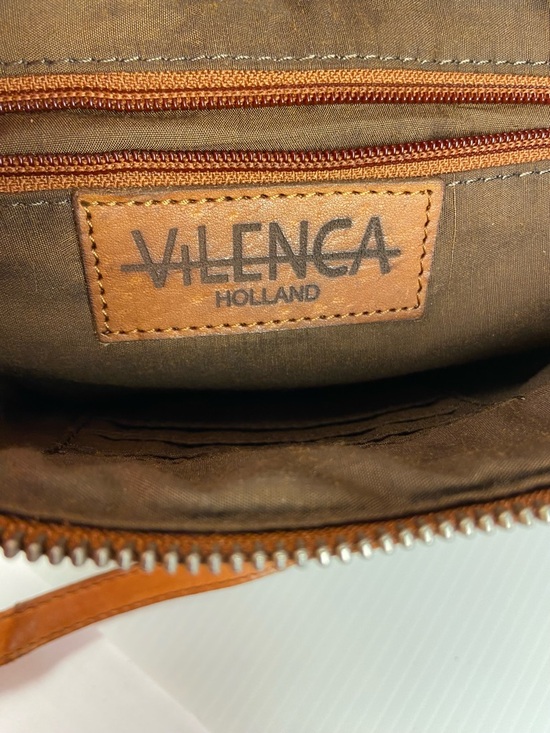 Y2K Woven Leather Crossbody Bag Cognac Brown Boho Small Zip Vilenca Holland - Picture 3 of 14